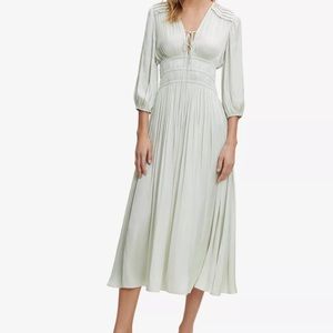 MAJE
Rinca V-neck smocked-waist woven midi dress size 1